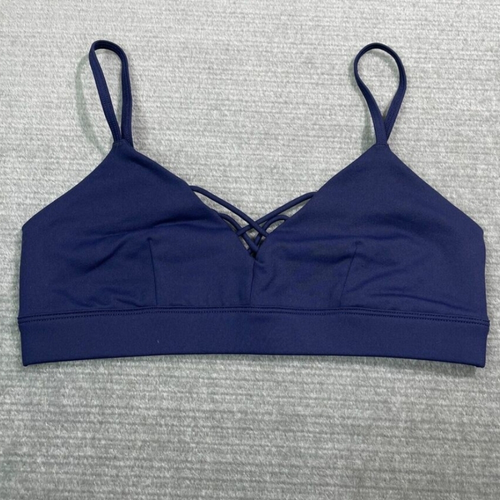 Alo Yoga Sports Bra Women S Navy Blue Criss Cross Gym Athleisure